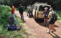 Transfer drivers take hikers and their gear in minibsusses to the Kilimanjaro National Park gates from where they start their hike up Kili